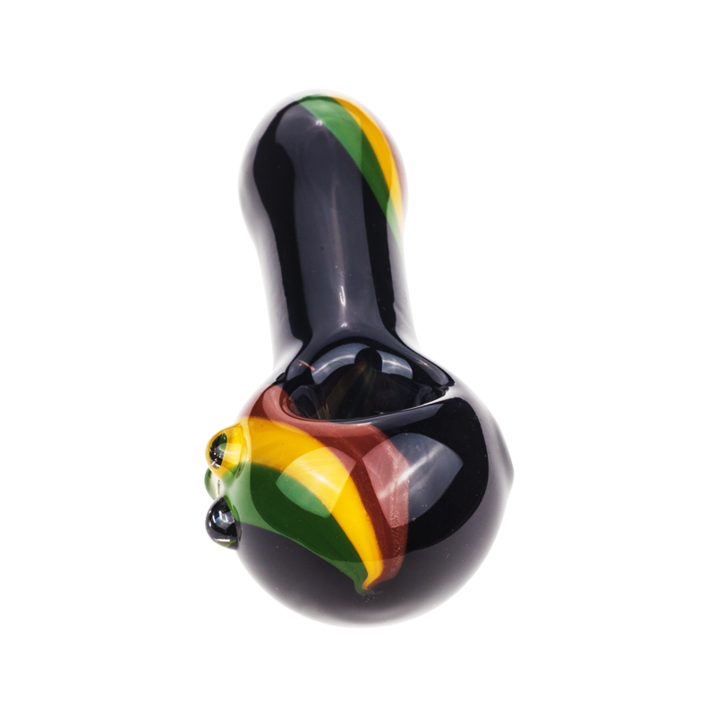 Black Glass Pipe w/ Rasta Stripes - PuffingBird CA