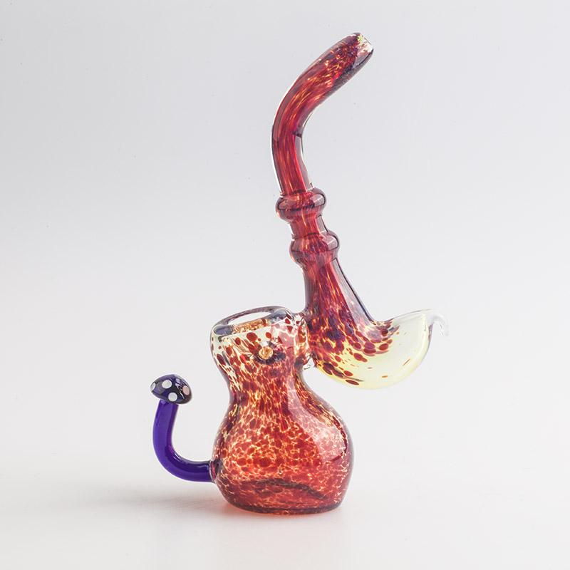 Lava Red Frit Sherlock Bubbler w/ Maria Ring - PuffingBird CA