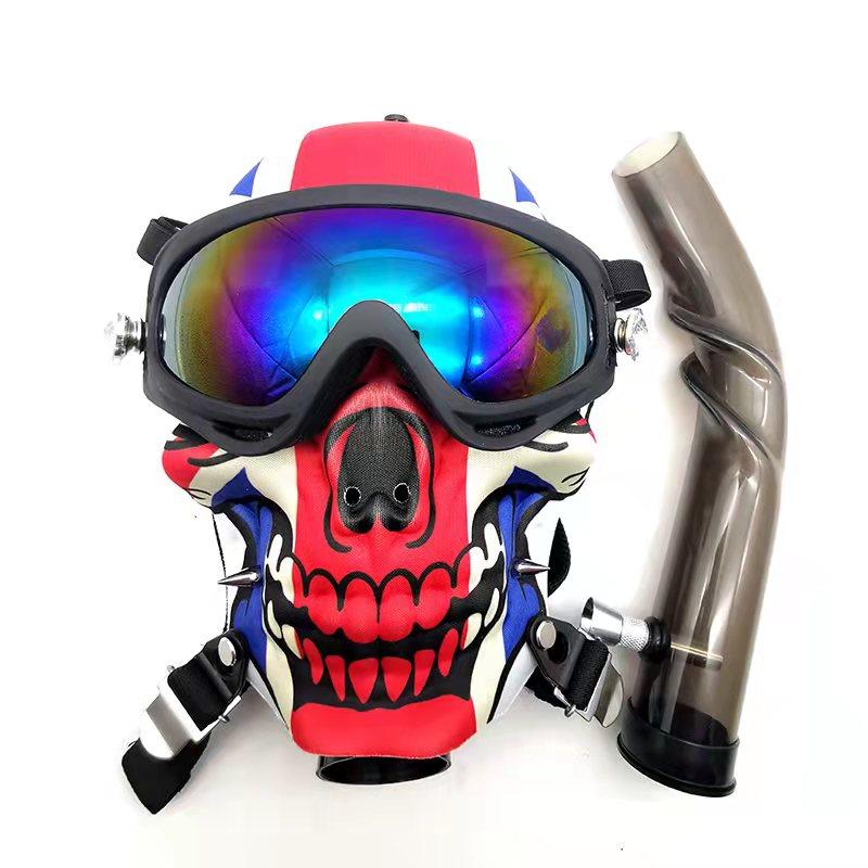 Skull Fabric Gas Mask Bong Shades w/ Bent Water Pipe - PuffingBird CA