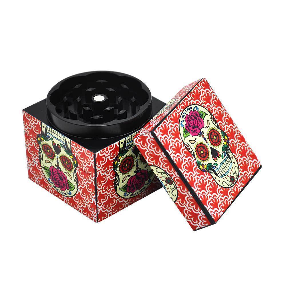 Day of The Dead Sugar Skull Box Novelty Herb Grinder 4 Piece 50mm - PuffingBird CA