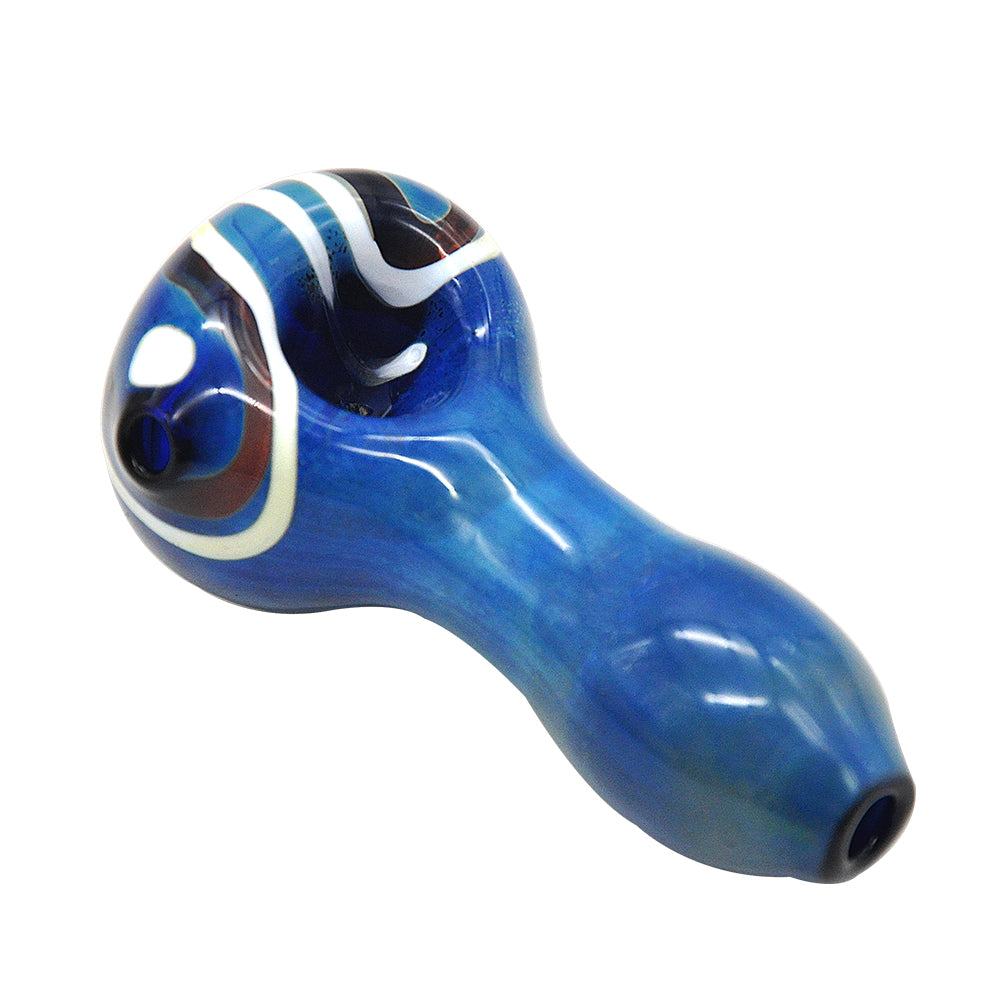 Blue Stripe Pattern Glass Weed Pipe - PuffingBird CA