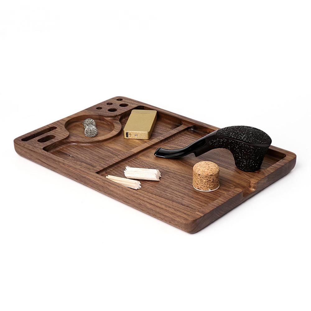 Wood Walnut Straw Tobacco Rolling Tray - PuffingBird CA