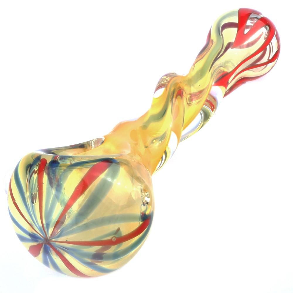 Swirl Large Glass Spoon Pipe w/ Glass Orbs - PuffingBird CA