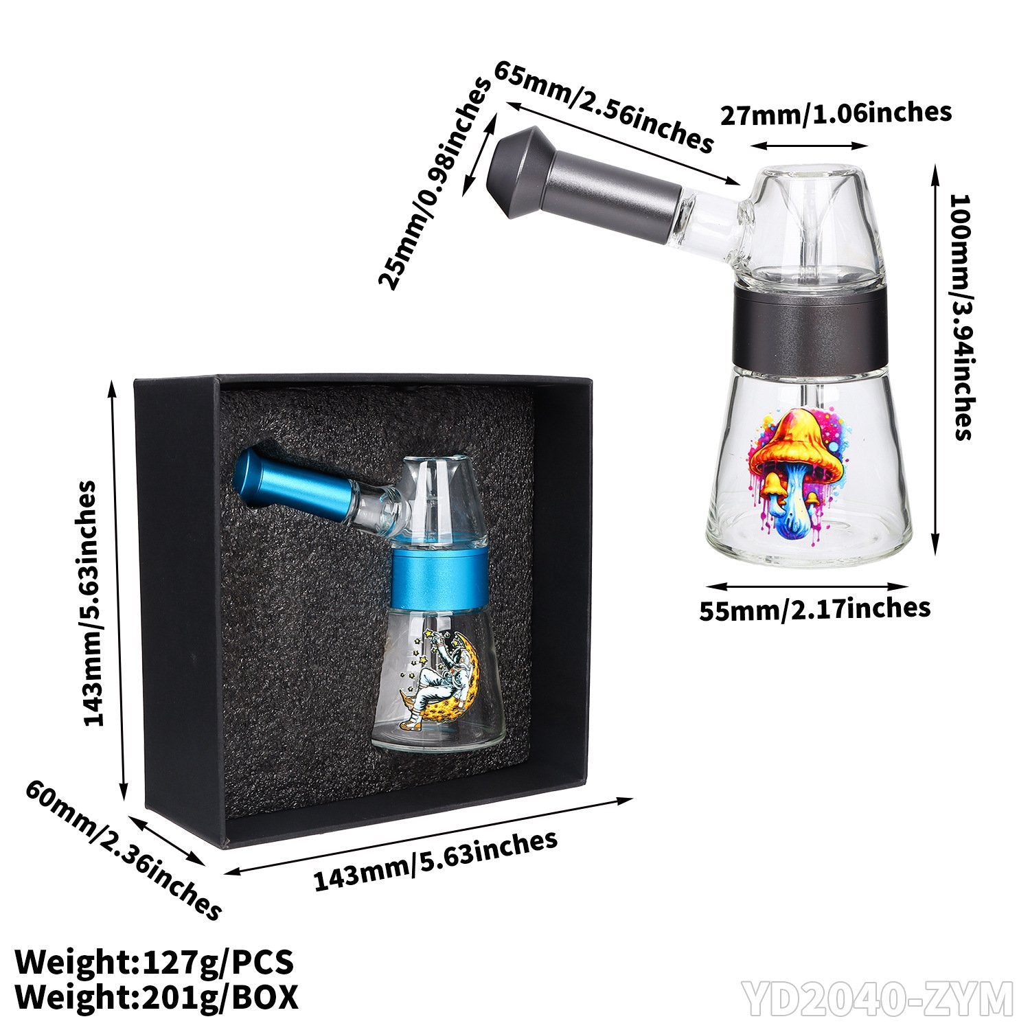 3.94“ Mini Glass Beaker Bong with Gift Box - PuffingBird CA
