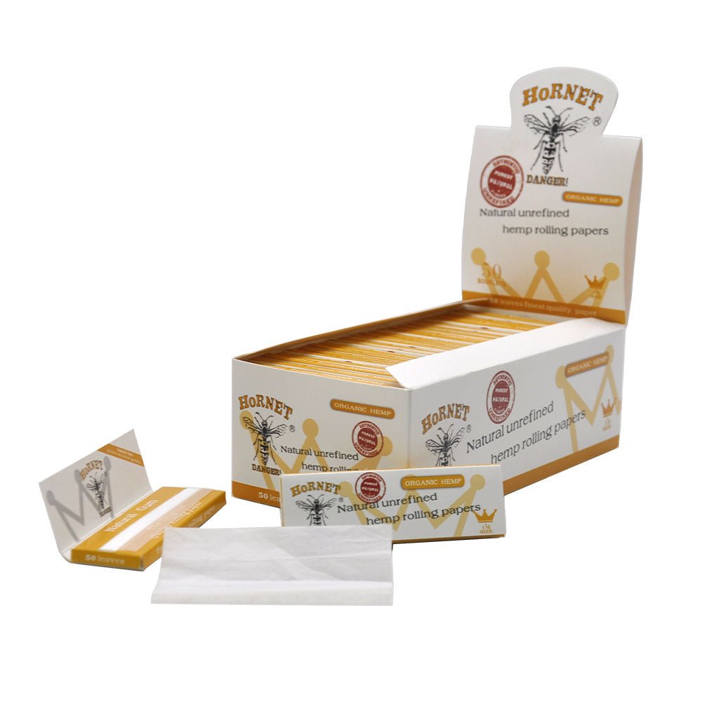 Hornet Organic Unrefined Hemp Rolling Paper Box of 24 Booklets/2400 sheets - PuffingBird CA