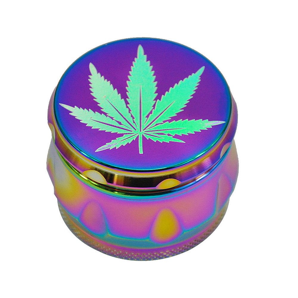 Rainbow Magnetic Lid Zinc Alloy Herb Grinder 4 Piece - PuffingBird CA