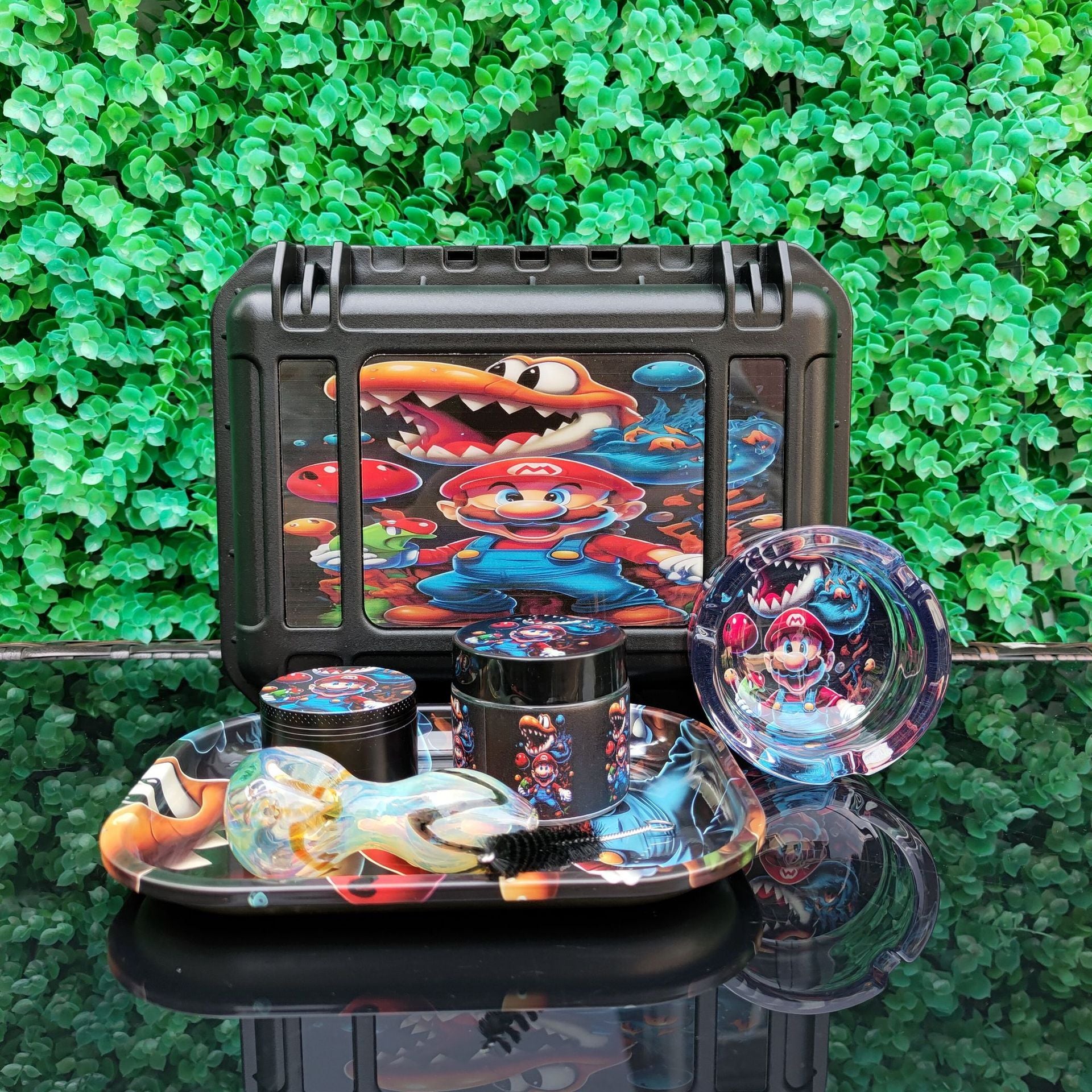 6-Piece Stash Box Kit - Portable Case with Glass Pipe & Cleaning Accessories - PuffingBird CA