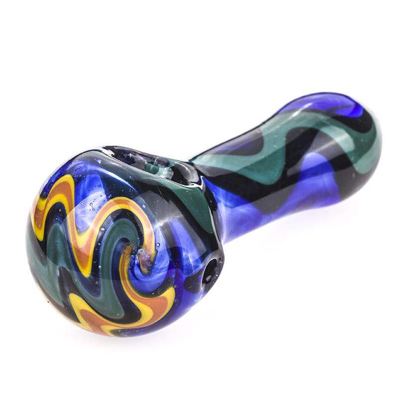 Fumed Color Changing Glass Spoon Pipe w/ Swirl Pattern - PuffingBird CA