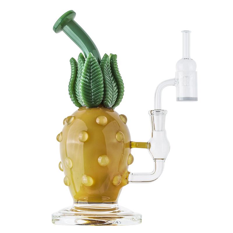 Pineapple Themed Bong Set w/ Quartz Banger and Carb Cap - PuffingBird CA