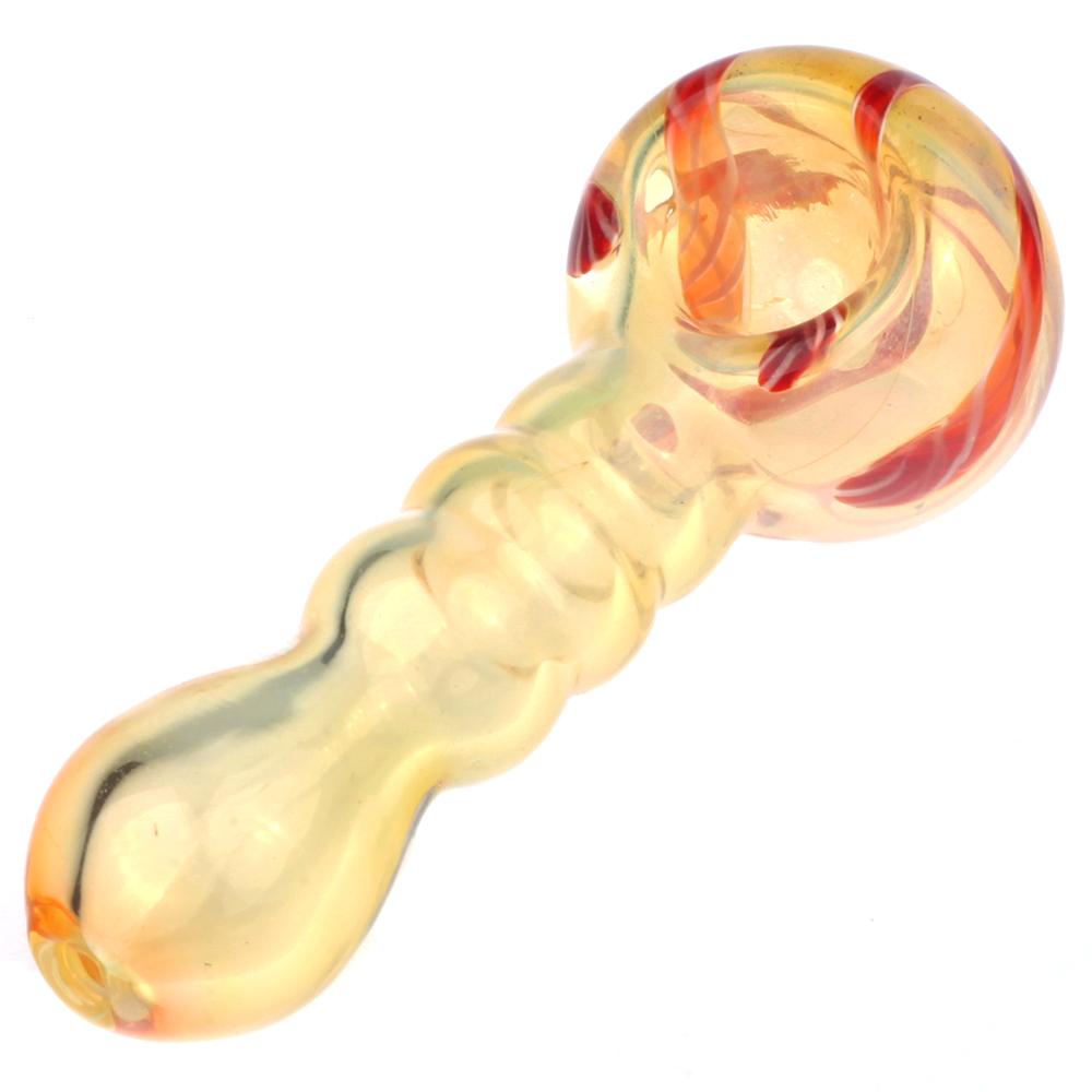 Fumed Glass Milli Spoon Pipe w/ Multiple Mini Maria Rings - PuffingBird CA