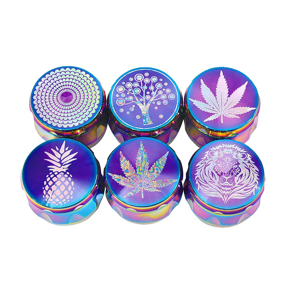 Rainbow Magnetic Lid Zinc Alloy Herb Grinder 4 Piece - PuffingBird CA