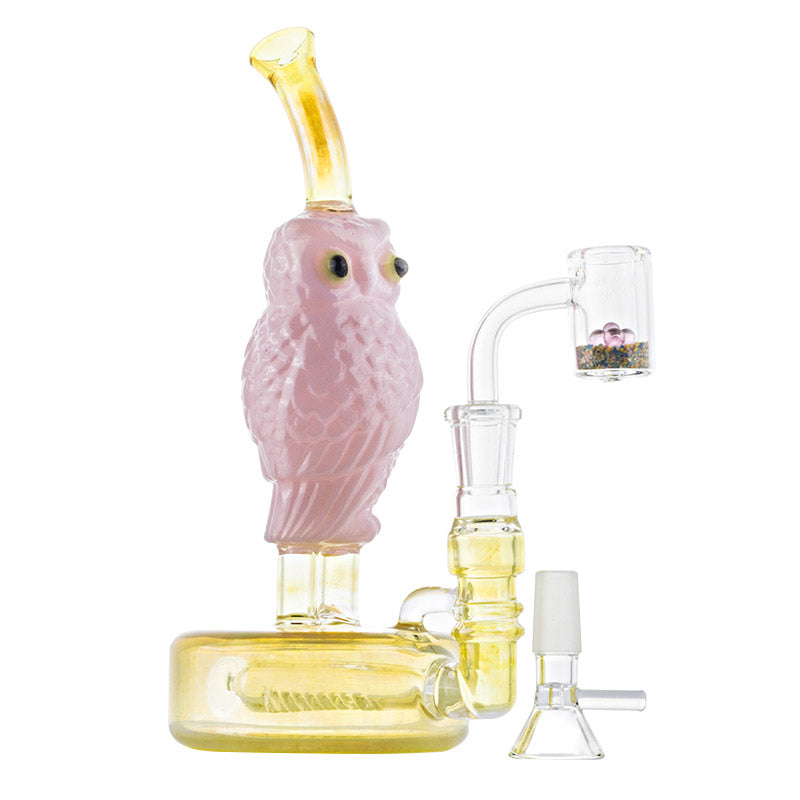 Owl Theme Bong w/ Thermochromic Banger Terp Balls Set - PuffingBird CA