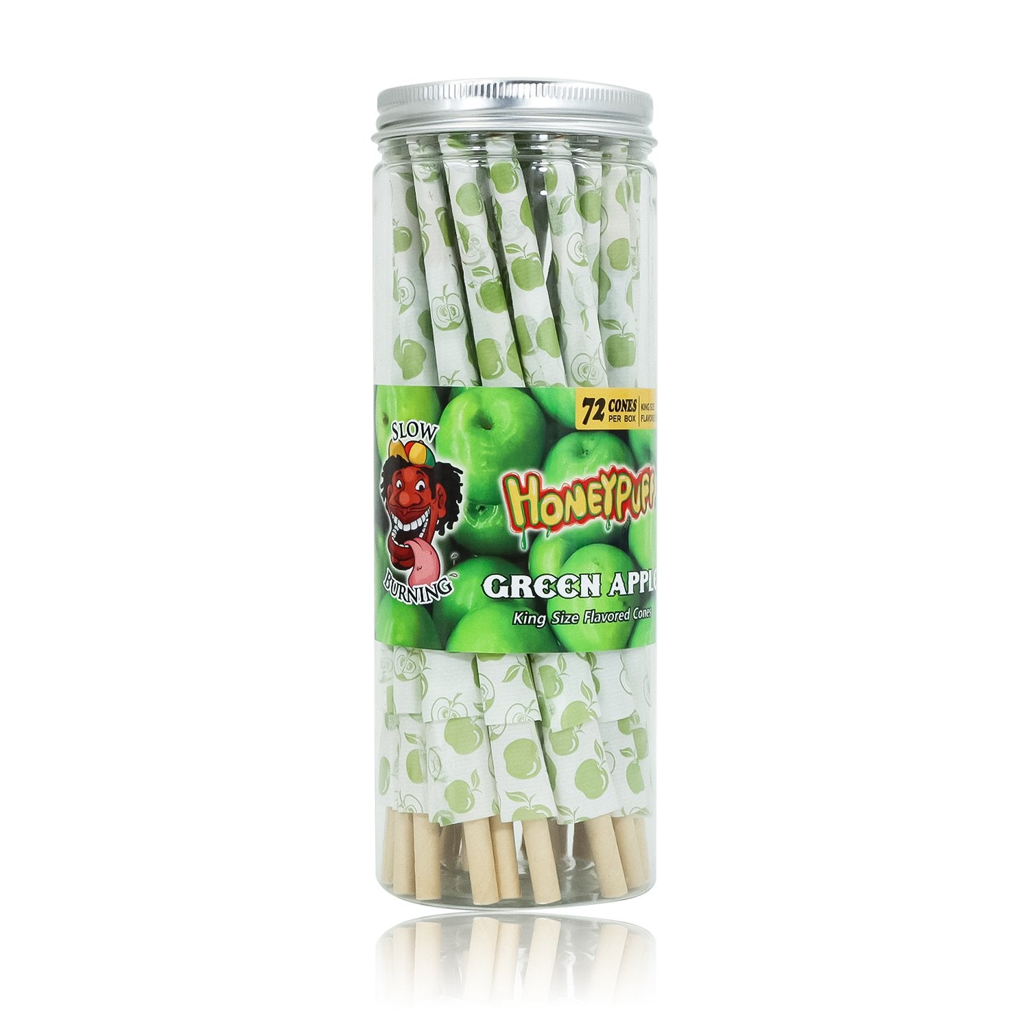 HoneyPuff King Size Green Apple Rolling Cones - 72 Count Textured Paper - PuffingBird CA