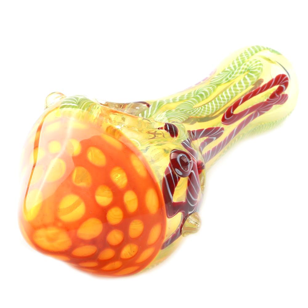 Ribbed Glass Spoon Pipe w/ Mili Scheme - PuffingBird CA