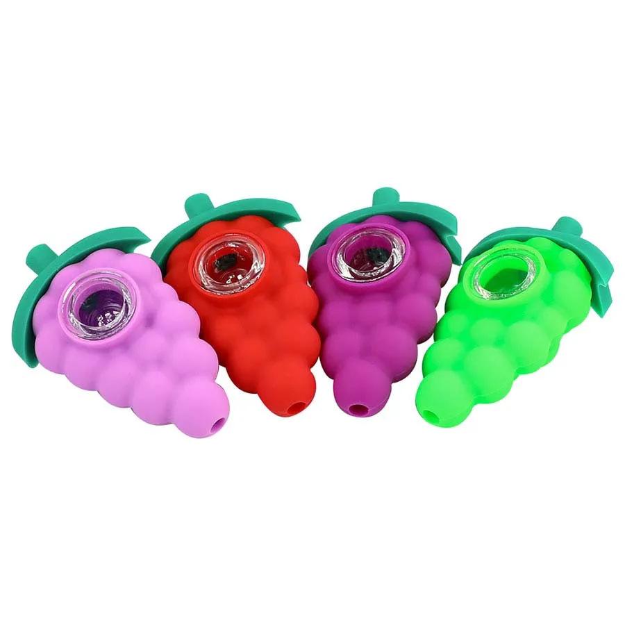 Grape Silicone Pipe with Glass Bowl - PuffingBird CA