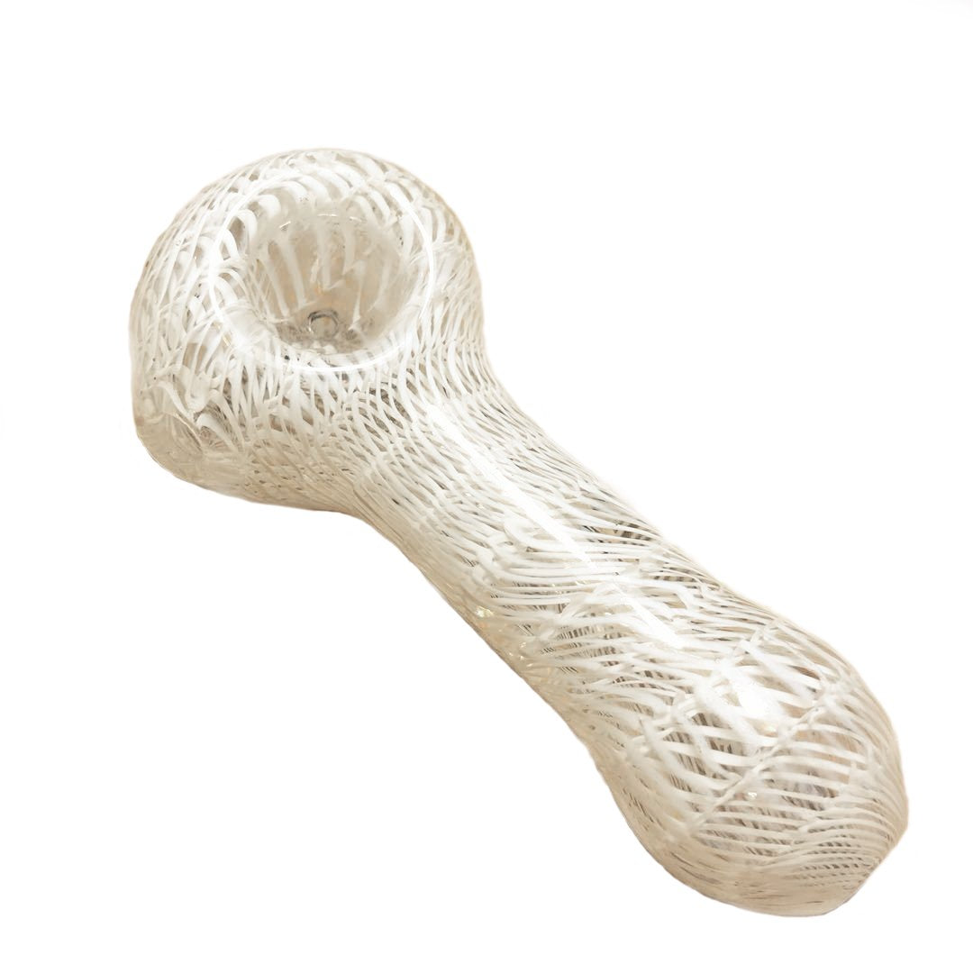 White Wrap and Raked Glass Pipe - PuffingBird CA