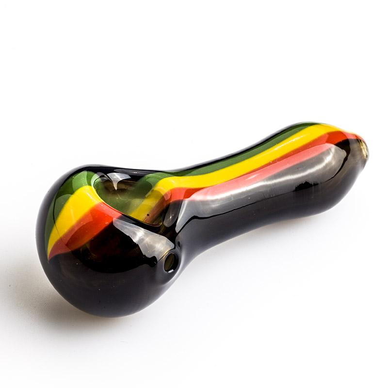 Black Glass Spoon Pipe w/ Stripes - PuffingBird CA