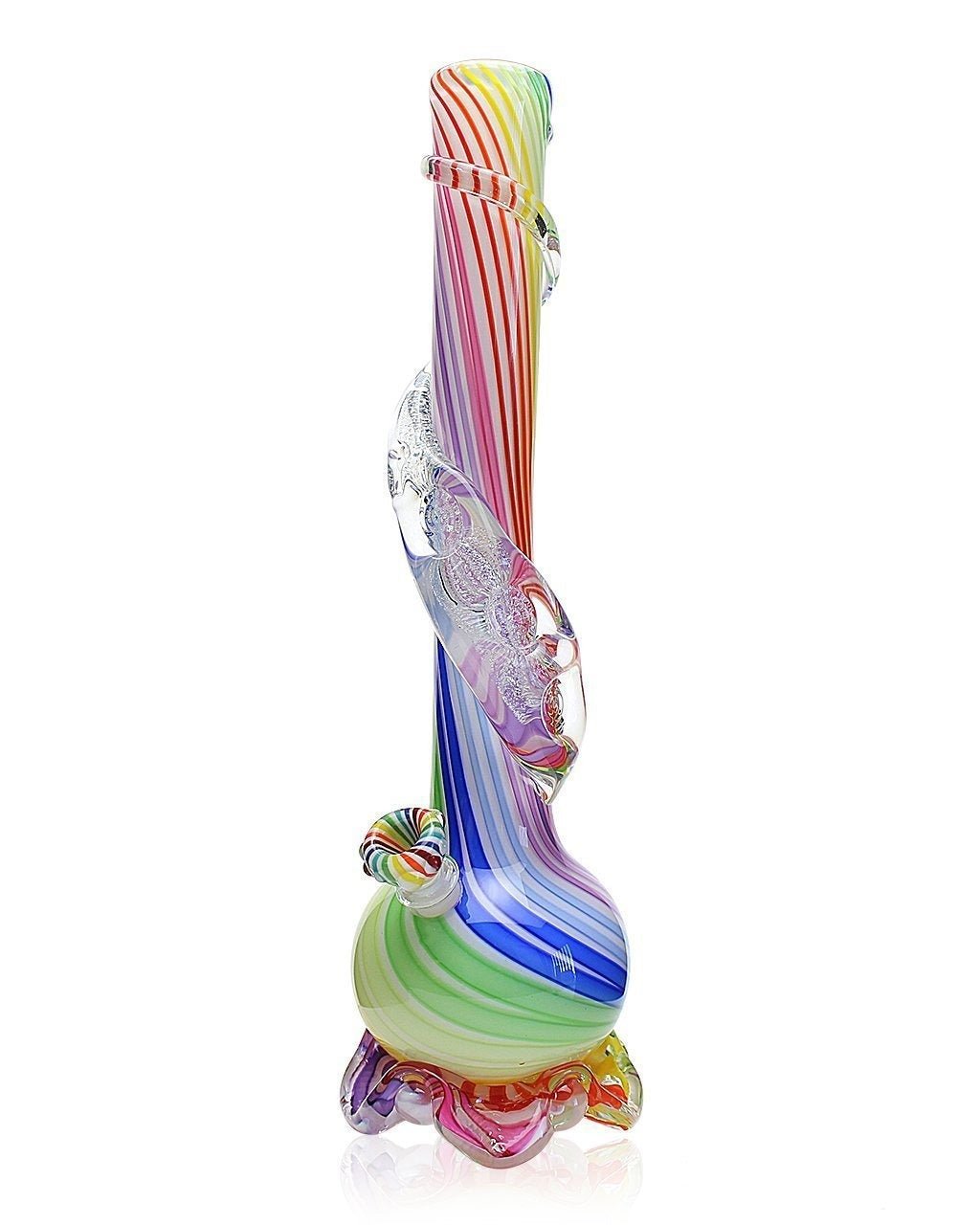Noble Glass Medium Rainbow Cane Wrapped Soft Glass Bong - PuffingBird CA