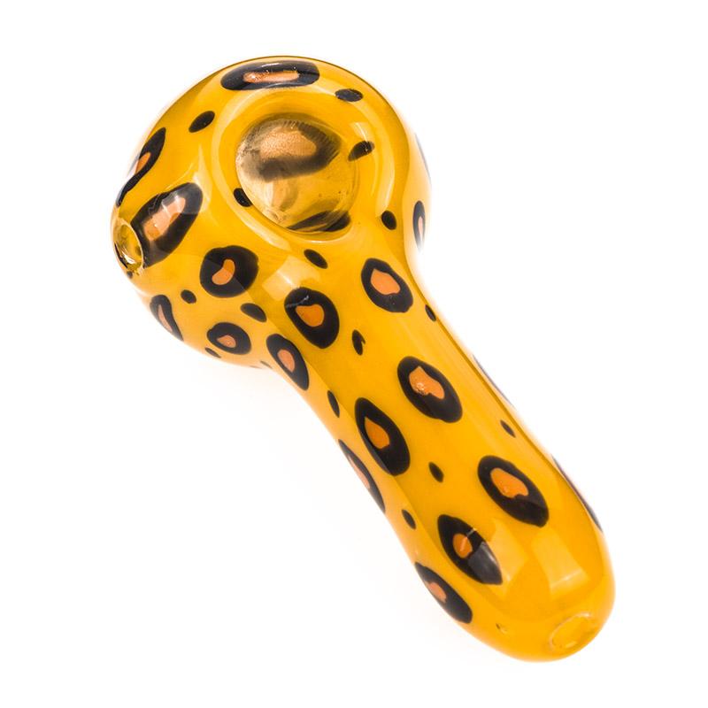 Yellow Glass Pipe with Leopard Print - PuffingBird CA