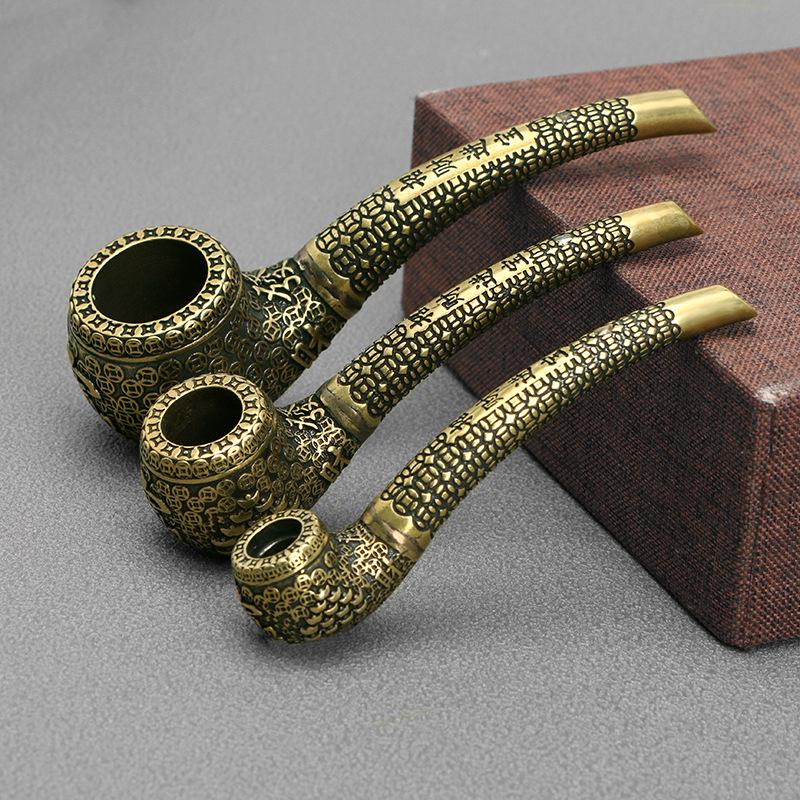 Copper Coin Relief Brass Sherlock Pipe - PuffingBird CA