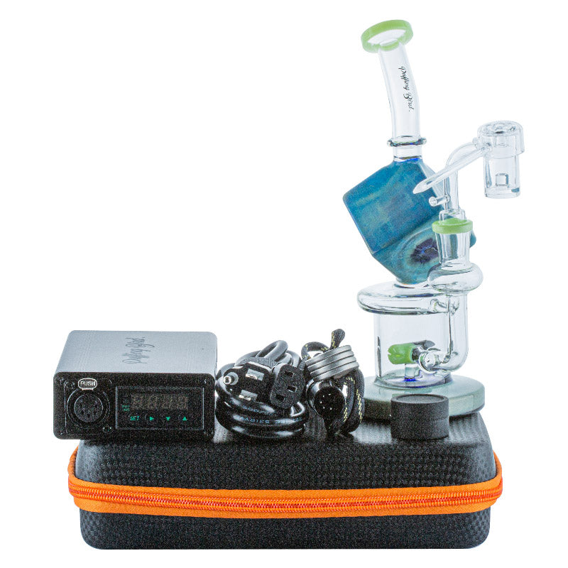 Blue Cube Glass Dab Rig Enail Bundle - PuffingBird CA