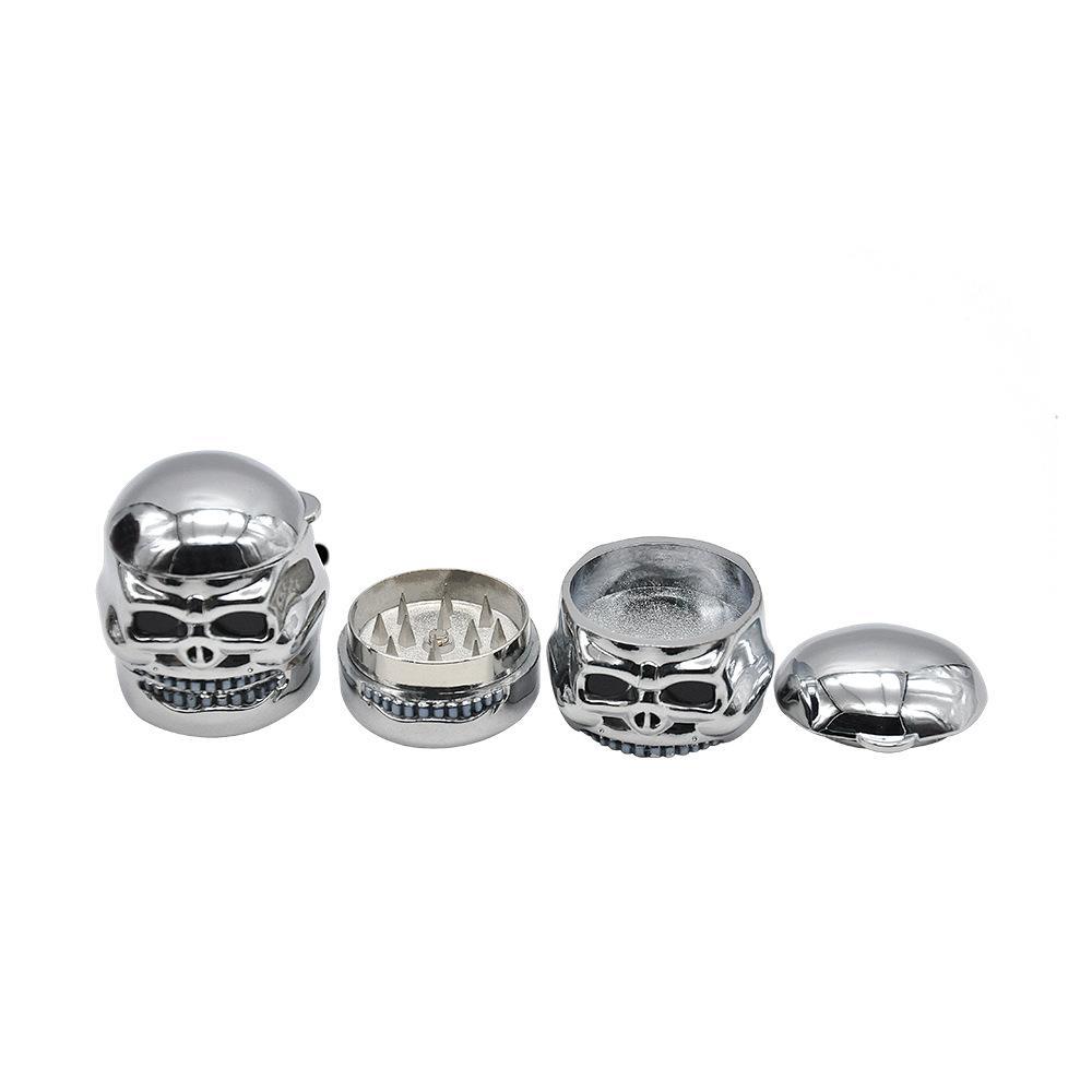 Silver Skull Novelty Herb Grinder 3 Layer 41MM - PuffingBird CA
