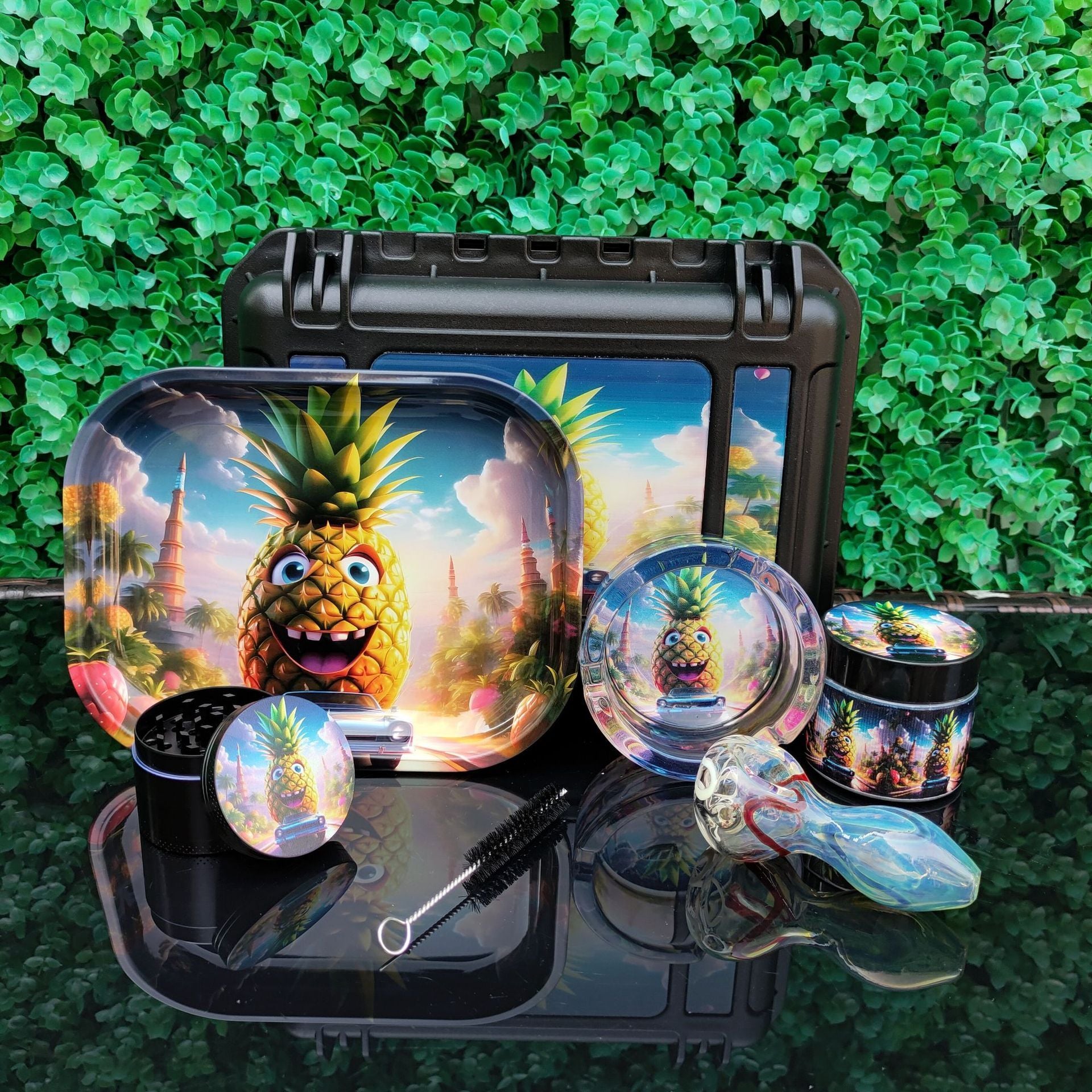 6-Piece Stash Box Kit - Portable Case with Glass Pipe & Cleaning Accessories - PuffingBird CA