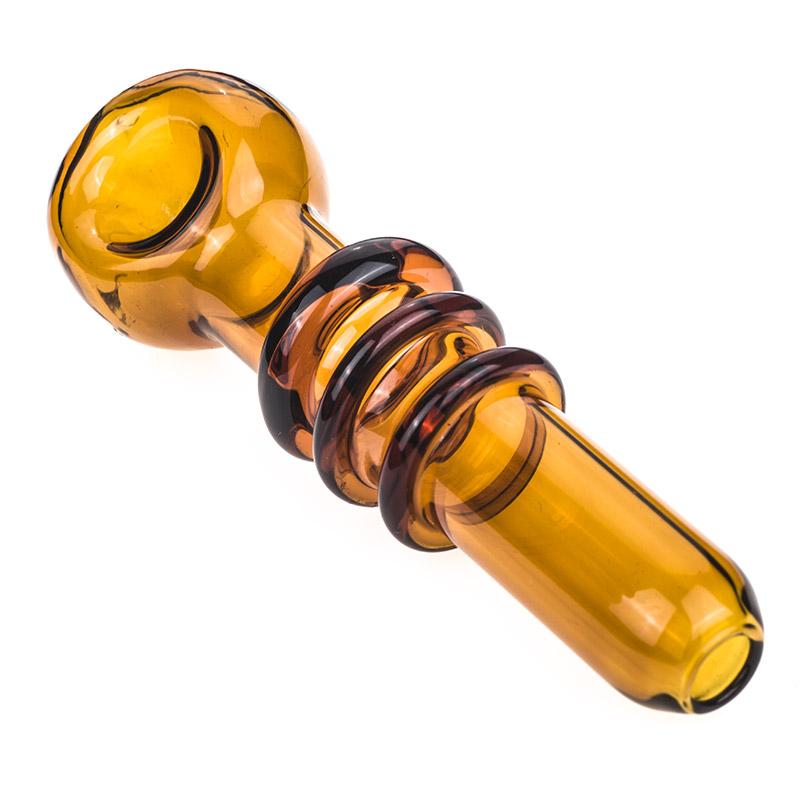 Orange Glass Pipe with Maria Rings - PuffingBird CA