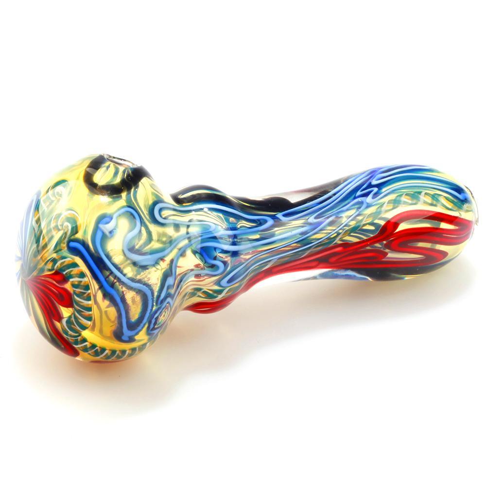 Swirl Glass Pipe with Mini Maria Rings - PuffingBird CA