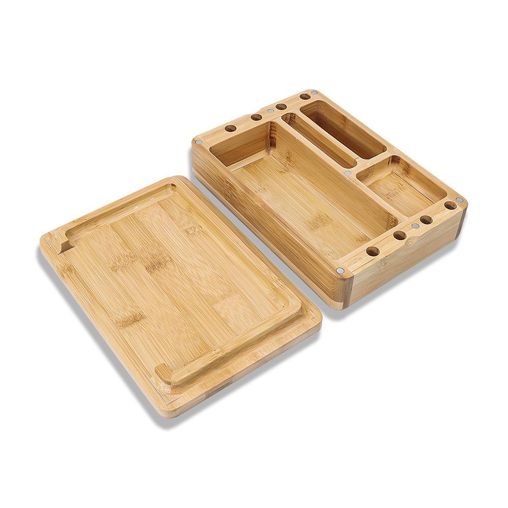 Wooden Storage Box Rolling Tray with Cover - PuffingBird CA