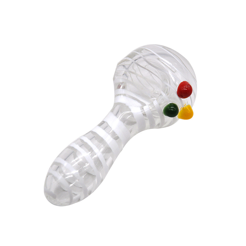White Stripes Glass Spoon Pipe - PuffingBird CA
