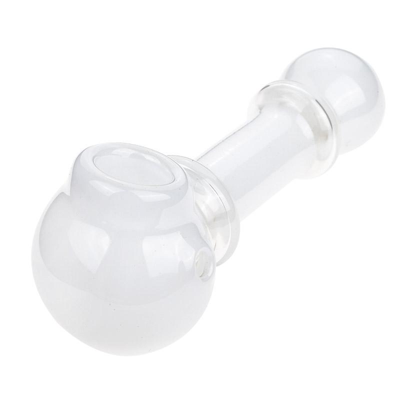 White Glass Spoon Pipe w/ Maria Rings - PuffingBird CA