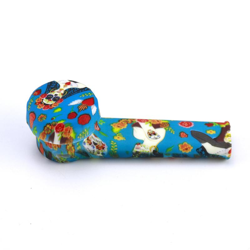Water-Pattern Silicone Pipe With Lid (Random Colors) - PuffingBird CA