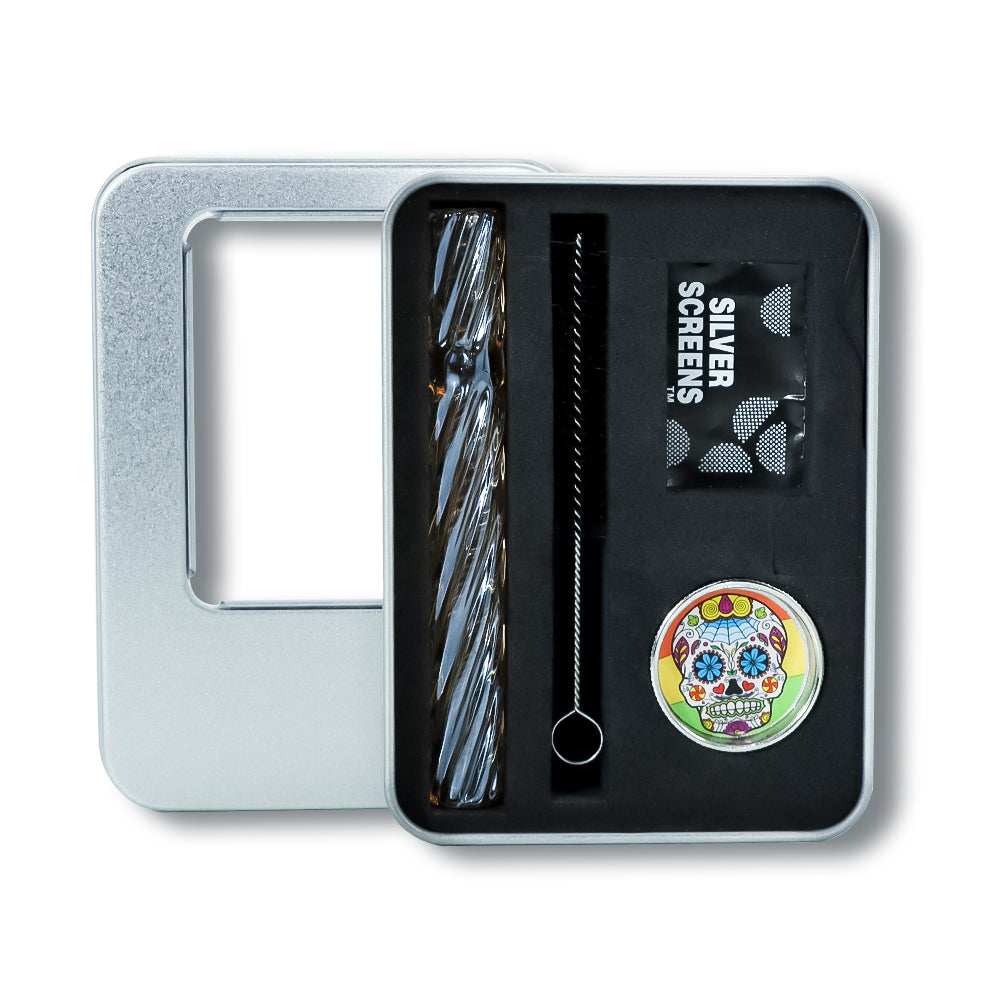 Glass One Hitter Pipe w/ Weed Grinder Set - PuffingBird CA