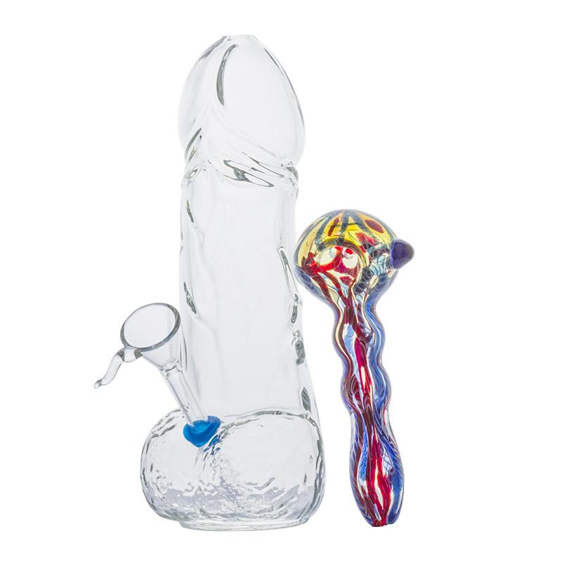 Penis Novelty Bong and Fumed Glass Milli Spoon Pipe Set - PuffingBird CA