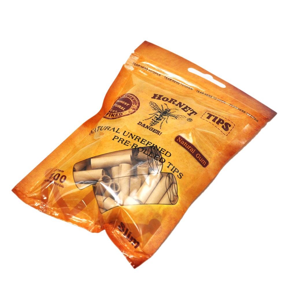 Natural Unrefined Rolling Paper Filter Tips - 7mm Pre-Rolled Tips (100 Tips per Resealable Bag) - PuffingBird CA