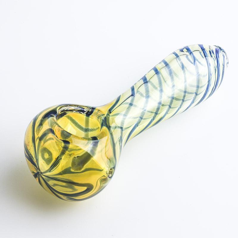 Clear Glass Spoon Pipe w/ Swirl Stripes - PuffingBird CA