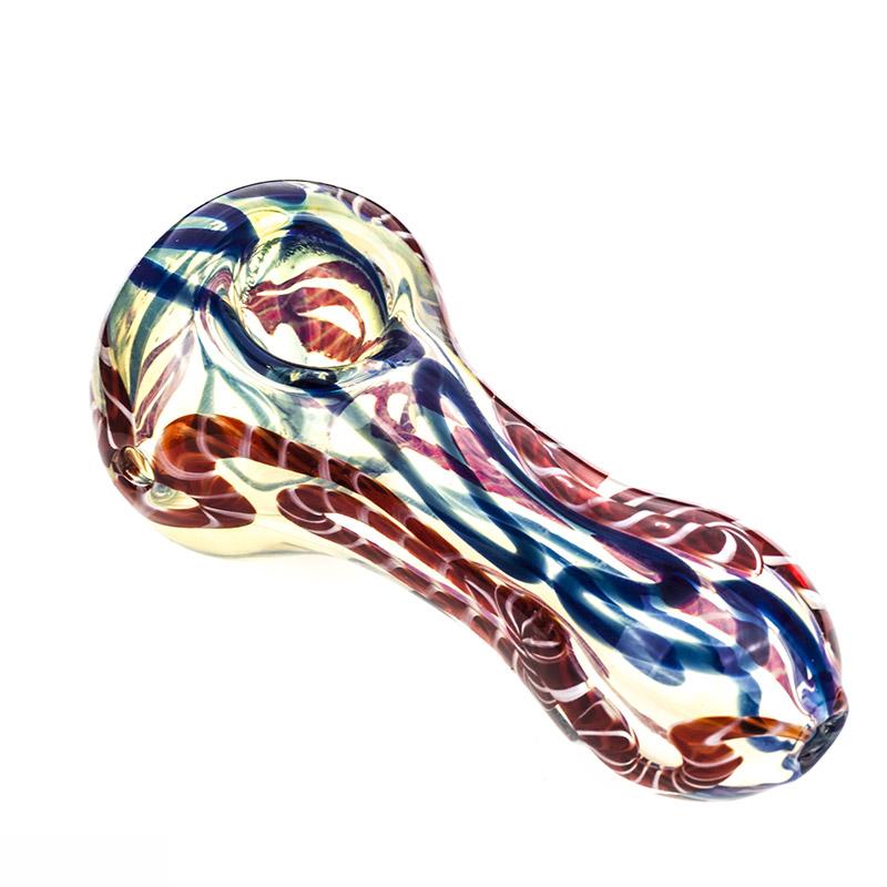 Clear Glass Spoon Pipe With Multicolor Cane - PuffingBird CA