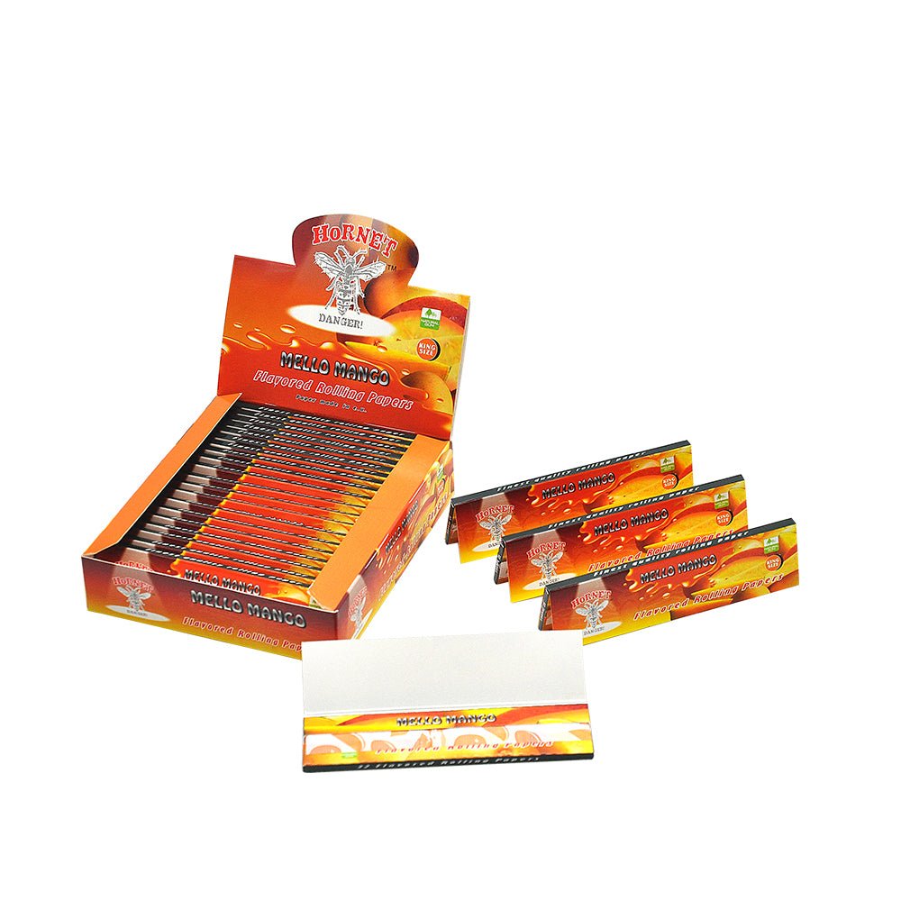 Hornet Kingsize Mango Flavored Rolling Paper Box of 25 Booklets/800 sheets - PuffingBird CA
