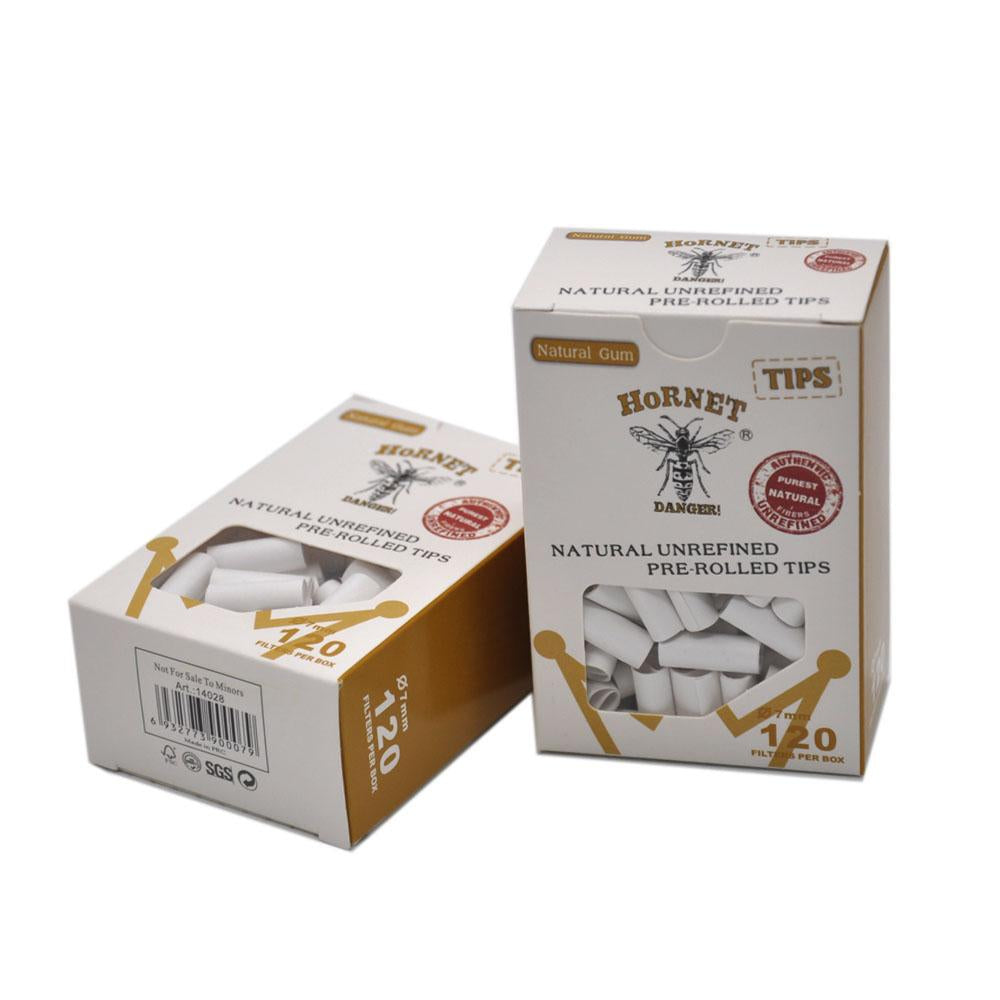 Natural Unrefined Rolling Paper Filter Tips - 7mm Pre-Rolled Tips (120 White Tips) - PuffingBird CA