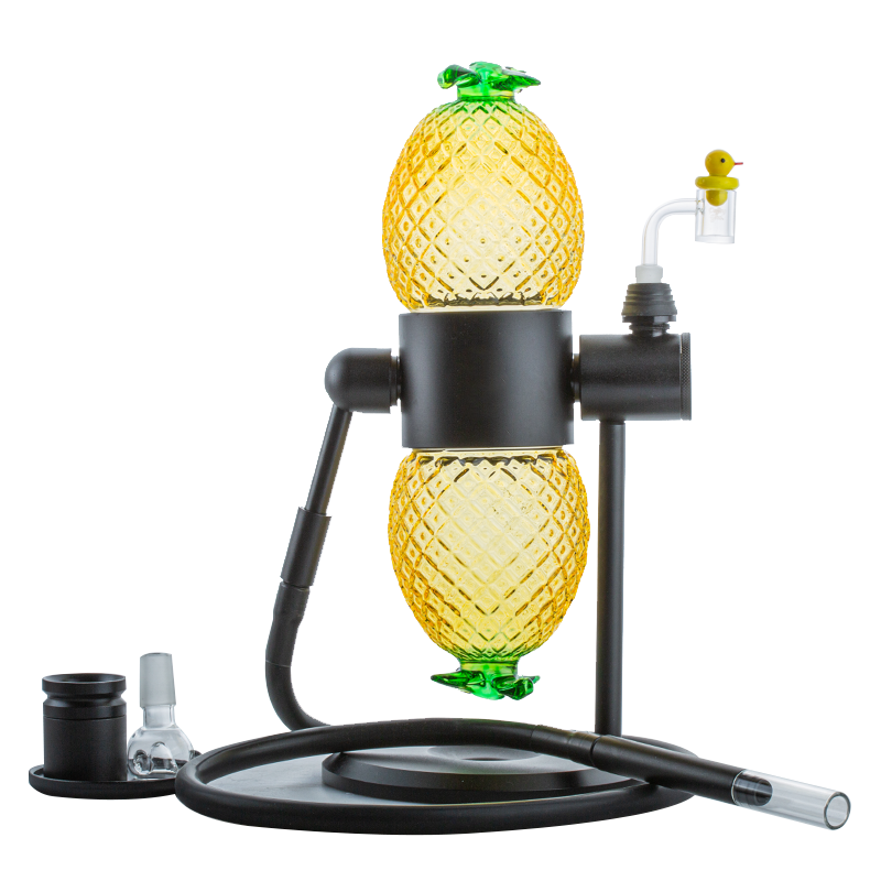 Pineapple Gravity Bong w/ Thick Quartz Banger Carb Cap Set - PuffingBird CA