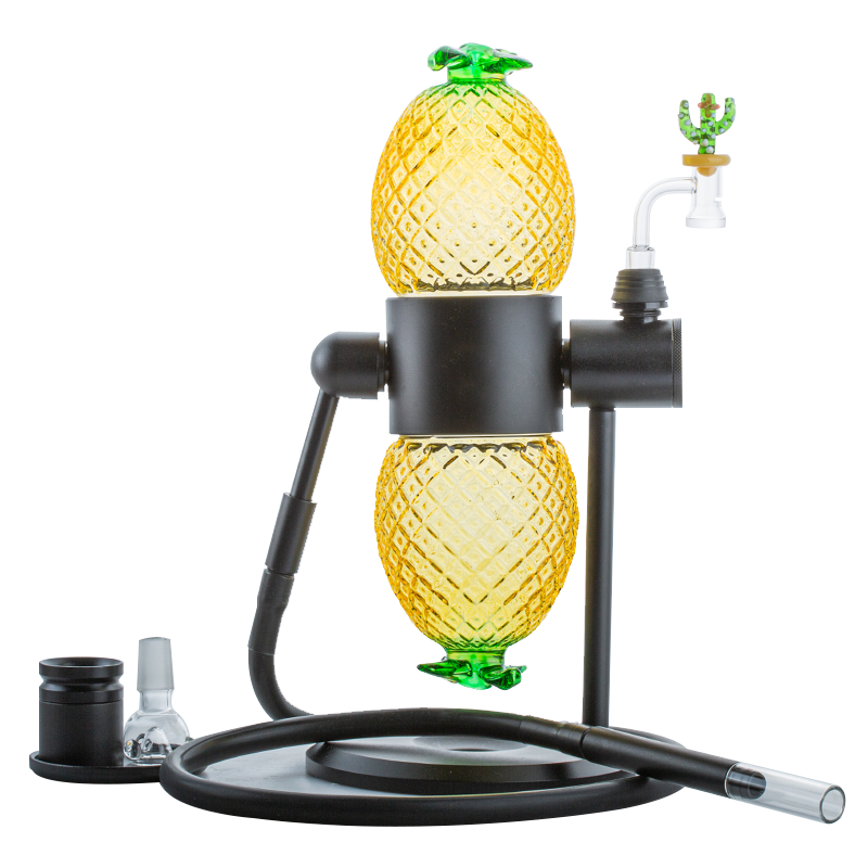 Pineapple Gravity Bong w/ Slit Quartz Banger Carb Cap Set - PuffingBird CA