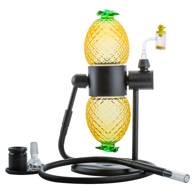 Pineapple Gravity Bong w/ Thermochromic Quart Banger Yellow Set - PuffingBird CA