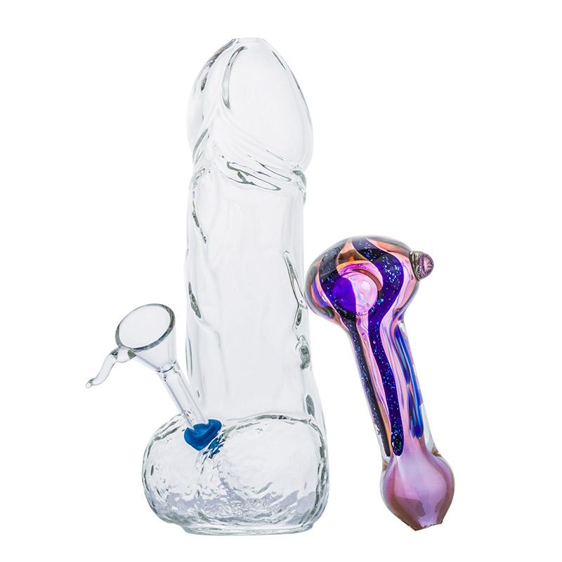 Penis Novelty Bong and Fumed Purple Color Changing Pipe Set - PuffingBird CA