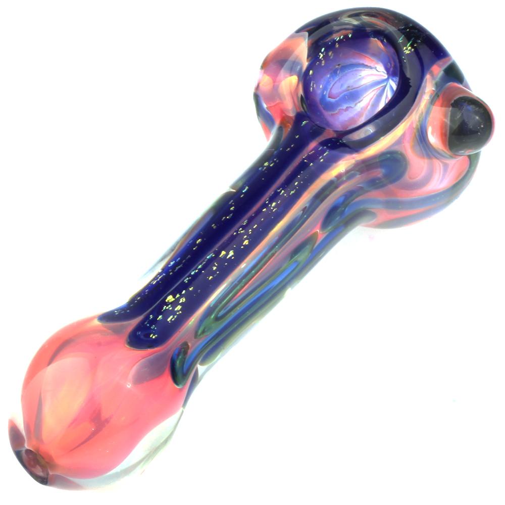 Fumed Color Changing Pipe and Blue Glass Pipe w/ White Stripes Set - PuffingBird CA