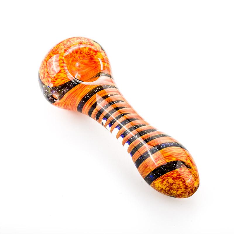 Orange Spiral Pattern Glass Pipe - PuffingBird CA