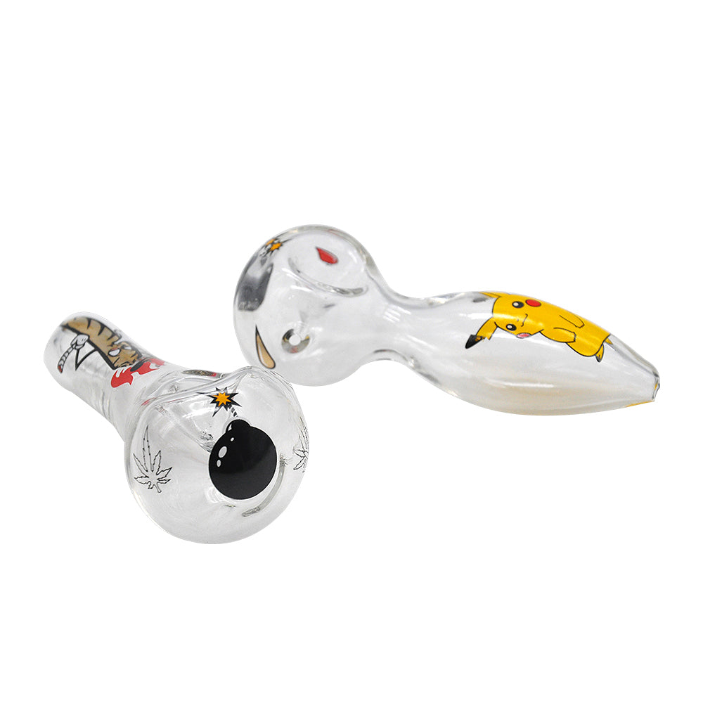 Printed Clear Glass Spoon Pipe - PuffingBird CA