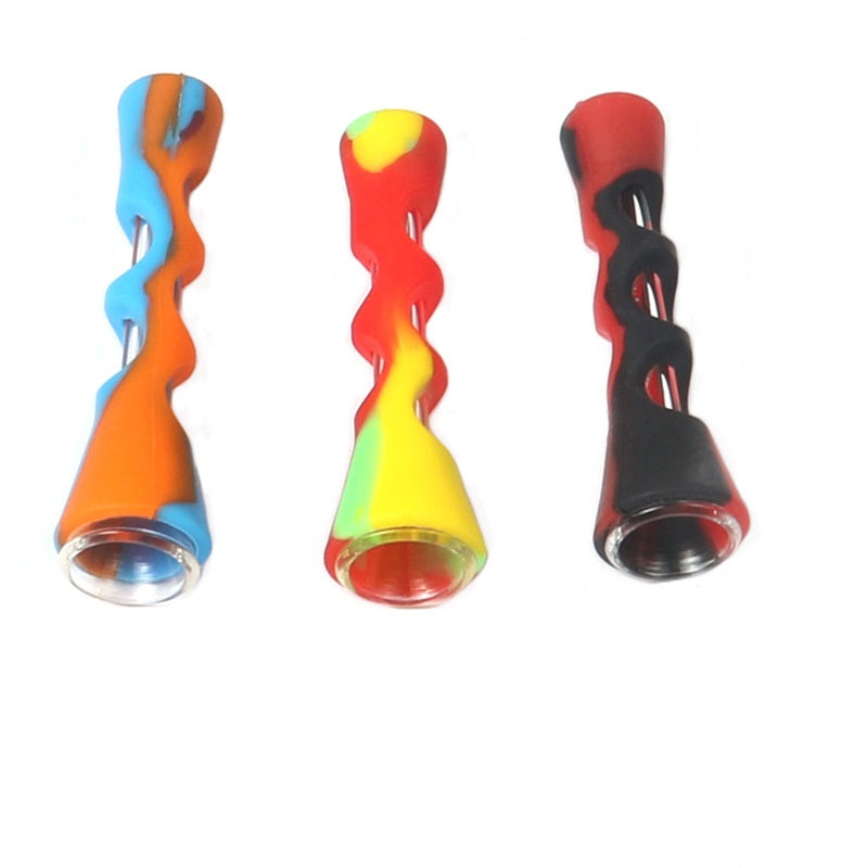 Glass Chillum Pipe w/ Silicone Sleeve - PuffingBird CA