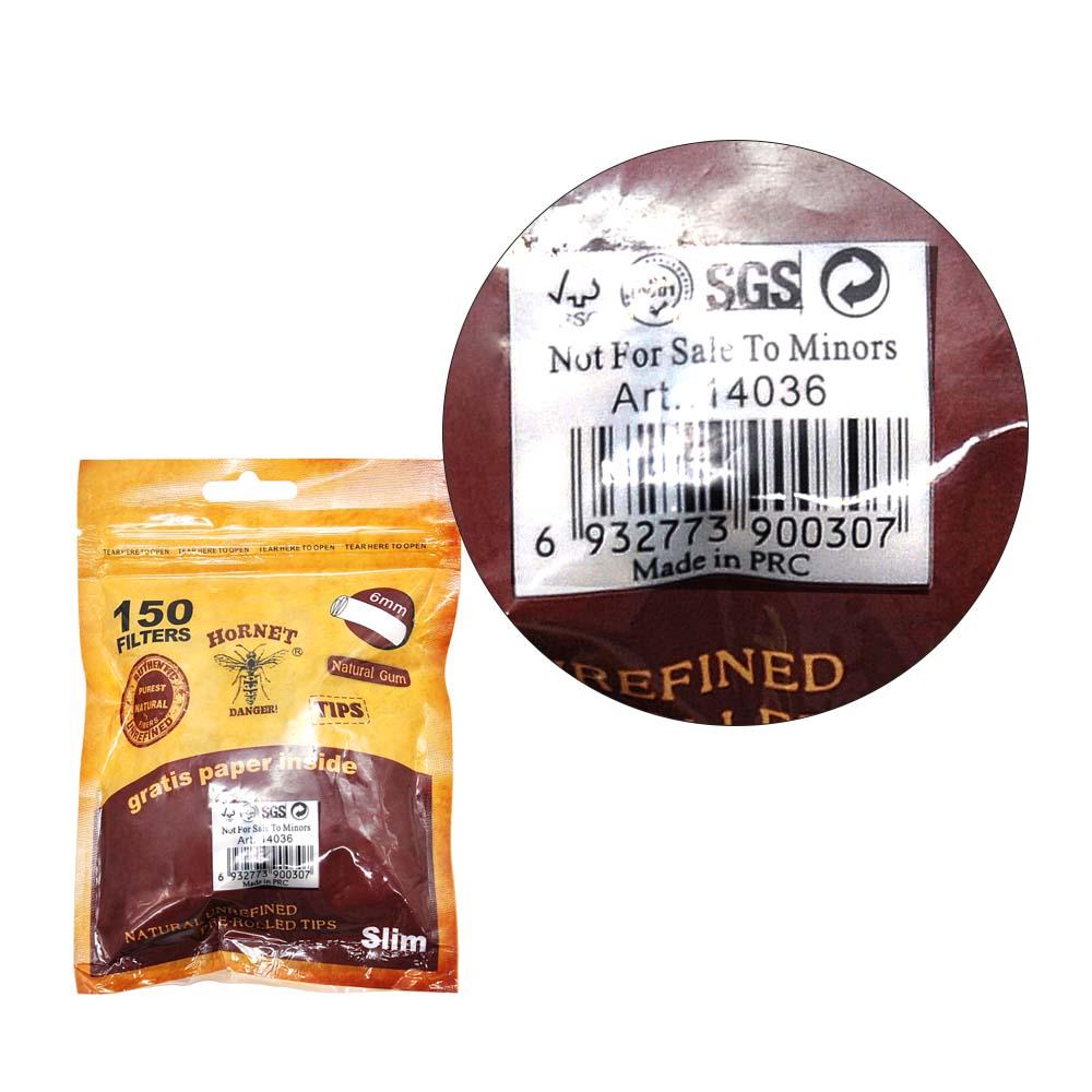 Natural Unrefined Rolling Paper Filter Tips - 6mm Brown Pre-Rolled Tips (150 Tips per Resealable Bag) - PuffingBird CA