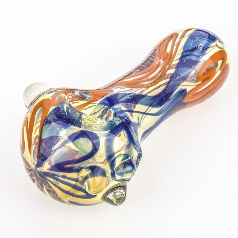 Spiral Fumed Glass Spoon Pipe w/ Marbles - PuffingBird CA